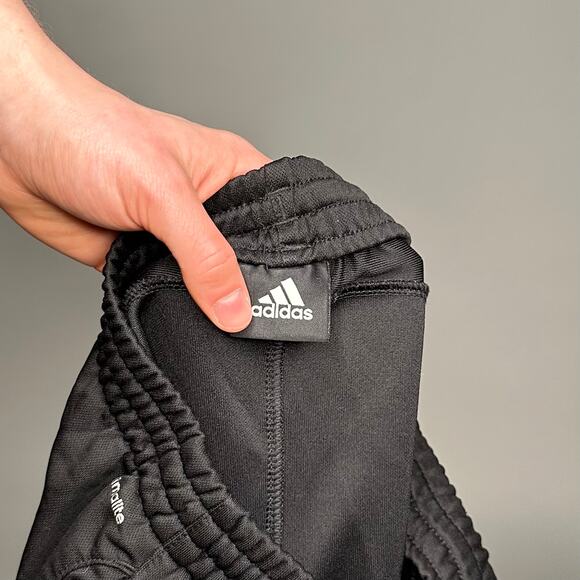 Vintage Y2K Adidas Sweatpants Mens XS Black White 3 Stripes Polyester Zippers - Picture 4 of 4